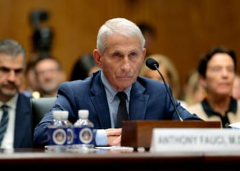 Dr. Anthony Fauci stares at the members of the Senate Homeland Security Committee on July 29, 2026.