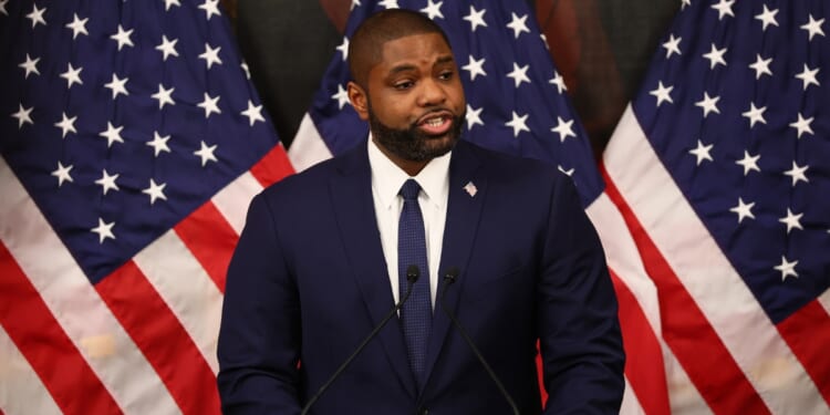 Rep. Byron Donalds speaks in the Rayburn Reception Room after formally unveiling the Frederick Douglass Press Gallery in the U.S. Capitol on Feb. 12, 2026, in Washington, D.C.