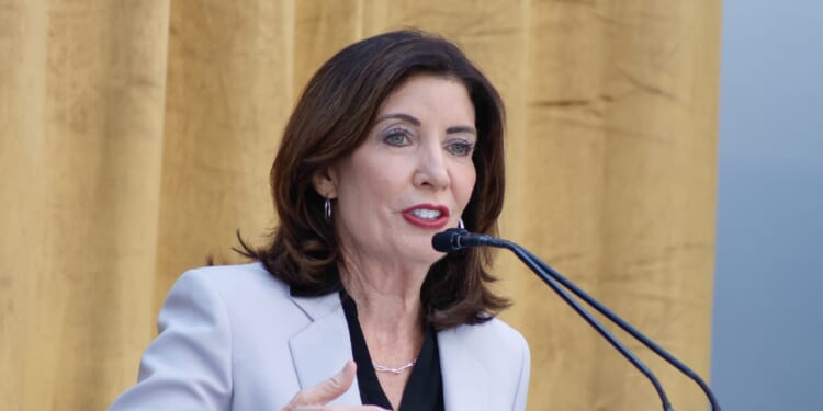 New York Gov. Kathy Hochul speaks during Eleanor's Legacy 25th Anniversary on April 24, 2026, in New York City.