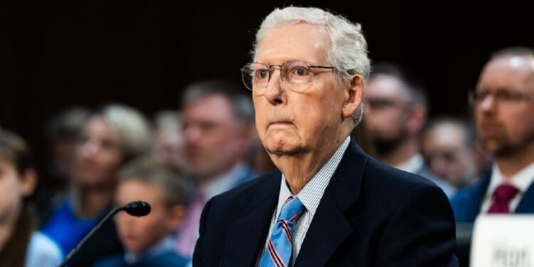 Sen. Mitch McConnell, pictured in a July 2025 file photo at a Senate Judiciary Committee hearing.