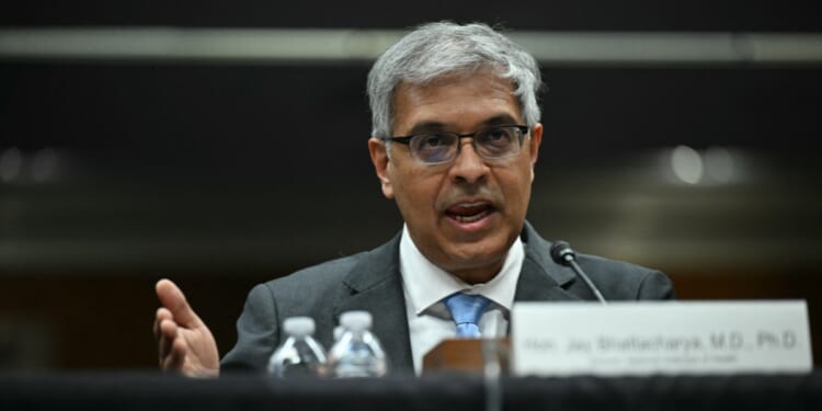 National Institutes of Health Director Jay Bhattacharya speaks during a Senate Appropriations Subcommittee on Labor, Health and Human Services, Education and Related Agencies hearing on fiscal year 2027 budget for the National Institutes of Health on Capitol Hill in Washington, D.C., on May 21, 2026.