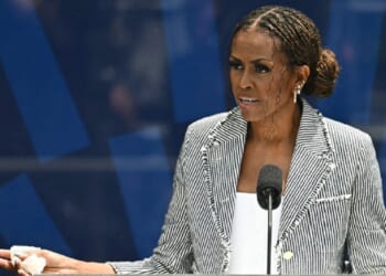 Former first lady Michelle Obama, speaking at the June opening of the Barack Obama Presidential Center in Chicago.