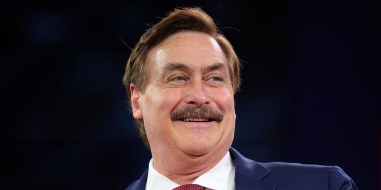 MyPillow CEO Mike Lindell speaks at the Conservative Political Action Conference at the Gaylord National Resort Hotel and Convention Center on Feb. 21, 2025, in Oxon Hill, Maryland.