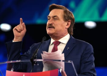 MyPillow CEO Mike Lindell speaks at the Conservative Political Action Conference at the Gaylord National Resort Hotel And Convention Center on Feb. 21, 2025, in Oxon Hill, Maryland.