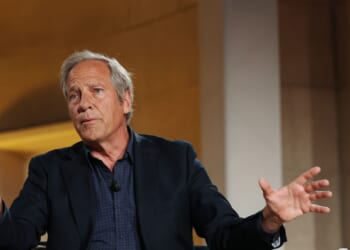 Mike Rowe, the founder of the mikeroweWORKS Foundation, speaks during a panel at the BlackRock Infrastructure Summit on March 11, 2026, in Washington, D.C.