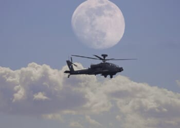 An Apache 64 helicopter is pictured in 2025 file photo in Greece.