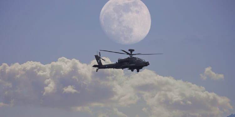 An Apache 64 helicopter is pictured in 2025 file photo in Greece.