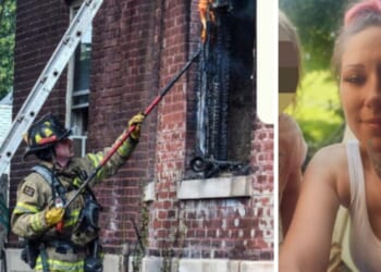 The hero mom ran back into the burning house to save her child.