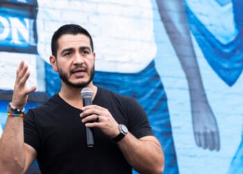 Democratic Senate candidate Abdul El-Sayed speaks after a radio appearance on Dr. Horace Sheffield's GOTV Community Rally on Aug. 1, 2026, in Detroit, Michigan.