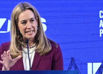 New Jersey Governor Mikie Sherrill speaks during the The Center for American Progress (CAP) IDEAS Conference in Washington, DC on May 19, 2026. (Photo by Jim WATSON / AFP via Getty Images)