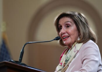 Former House Speaker Nancy Pelosi speaks at a celebration of the life of the late Rep. Barney Frank in the Longworth House Office Building on Capitol Hill on June 25, 2026, in Washington, D.C.