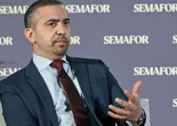 Mehdi Hasan speaks onstage at Semafor’s Innovating to Restore Trust in News: A National Summit at Gallup Great Hall on Feb. 27, 2025, in Washington, D.C.