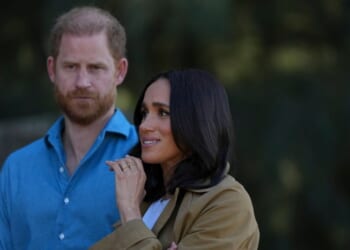 Prince Harry, Duke of Sussex, and Meghan, Duchess of Sussex during a Scar Tree Walk on April 16, 2026, in Melbourne, Australia.
