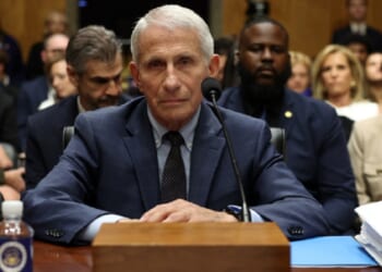 Dr. Anthony Fauci, pictured during the July 29 Senate hearing where he repeatedly invoked his Fifth Amendment rights to avoid testifying.