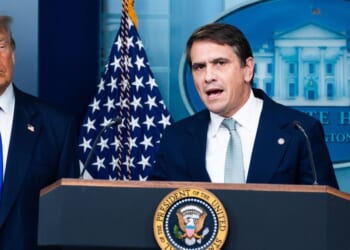 Then-Deputy Attorney General Todd Blanche is seen at a news briefing with President Donald Trump in June 2025 at the White House.