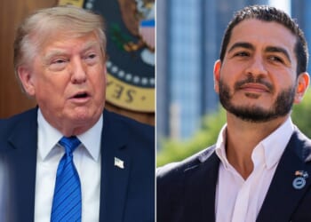 President Donald Trump weight in on Michigan Democratic Senate primary winner Abdul El-Sayed, seen at right at a news conference Wednesday in Detroit, Michigan.