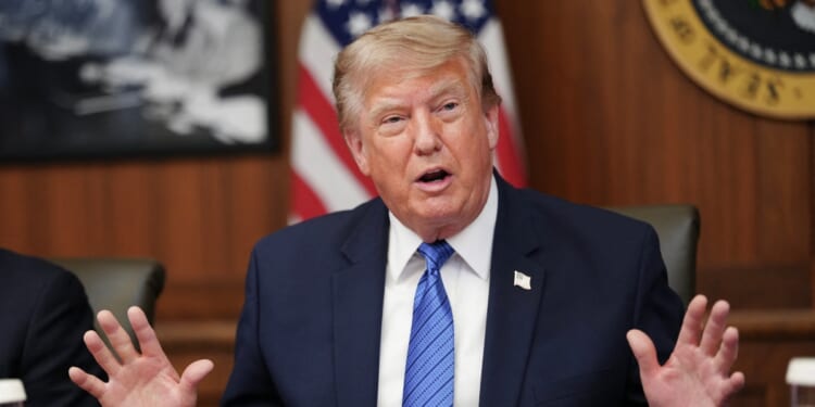 President Donald Trump speaks during a Cabinet meeting at Camp David in Maryland, on July 31, 2026.