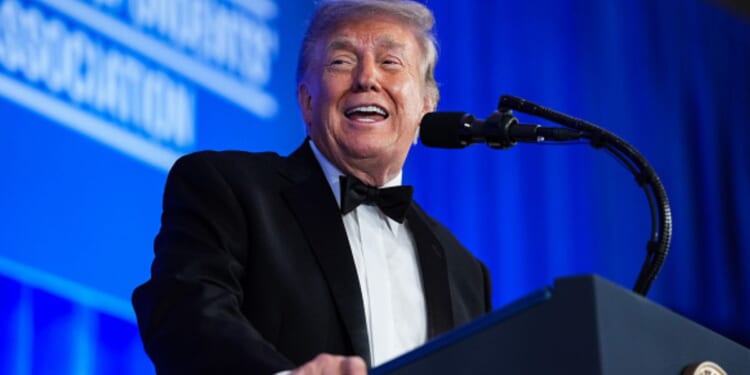 President Donald Trump speaks at the second White House Correspondent Dinner on July 24, 2026.