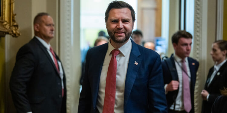 Vice President JD Vance leaves a lunch with Senate Republicans in the U.S. Capitol.