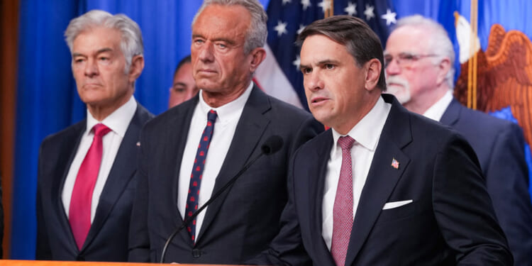 Acting Attorney General Todd Blanche joined by US Secretary of Health and Human Services Robert F. Kennedy Jr.
