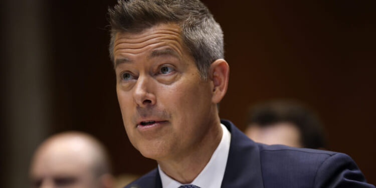 Transportation Secretary Sean Duffy testifies before the Senate Environment and Public Works Committee in the Dirksen Senate Office Building on April 02, 2025 in Washington, DC. The Committee met to investigate the Surface Transportation Reauthorization Bill. (Photo by Kevin Dietsch/Getty Images)
