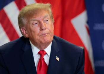 President Donald Trump looks on during a bilateral meeting with British Prime Minister Andy Burnham in conjunction with the 81st session of the United Nations General Assembly at U.N. Headquarters on Sept. 22, 2026, in New York City.