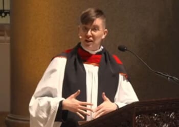 Flourish Klink proclaimed that "God is trans" in her Episcopal church in New York City, as shown in a video posted via social media on Sept. 23, 2026.