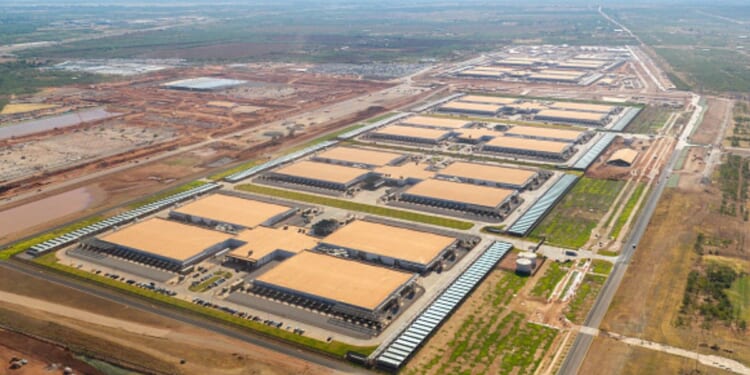 A data center for Stargate and Oracle AI spanning acres is pictured in Abilene, Texas on April 26, 2026.