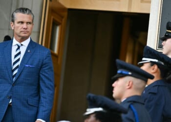 Secretary of War Pete Hegseth arrives to meet Australia Deputy Prime Minister and Minister of Defence Richard Marles during an honor cordon welcome ceremony at the Pentagon in Washington, D.C., on Sept. 2, 2026.