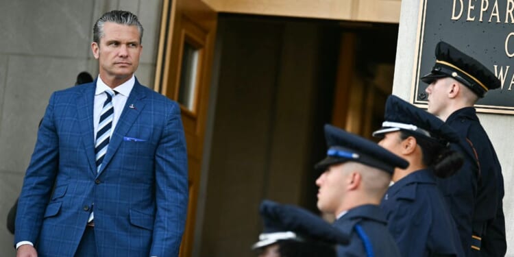 Secretary of War Pete Hegseth arrives to meet Australia Deputy Prime Minister and Minister of Defence Richard Marles during an honor cordon welcome ceremony at the Pentagon in Washington, D.C., on Sept. 2, 2026.
