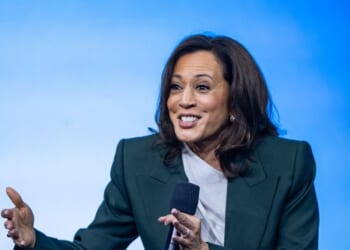 Former Vice President Kamala Harris speaks on stage during the Austrian World Summit at Hofburg Congress Center on June 16, 2026, in Vienna, Austria.