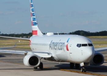 An American Airlines jet populates the tarmac on June 24, 2026, at JFK Airport in the Queens borough of New York City.