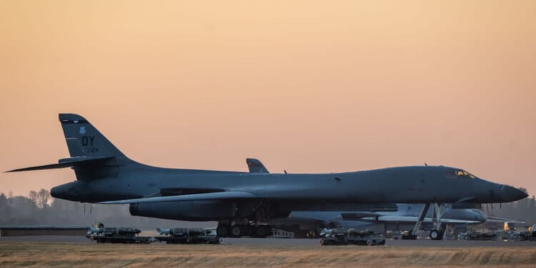 A B1 Bomber at RAF Fairford on July 25, 2026, in Fairford, England.