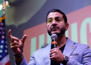 Democratic Senate candidate Abdul El-Sayed speaks during a Student Meet and Greet at the Michigan Theatre in Ann Arbor, Michigan, on Aug. 26, 2026.