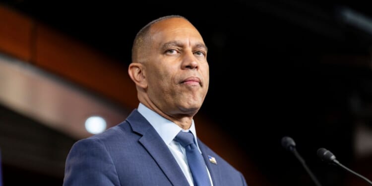House Minority Leader Hakeem Jeffries speaks during a press conference in the U.S. Capitol on Sept. 3, 2026, in Washington, D.C.