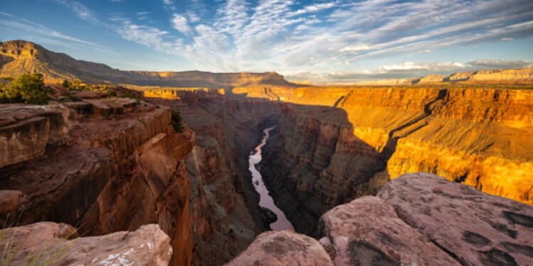 The Grand Canyon can be viewed from an aerial shot.