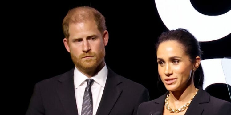 Prince Harry, Duke of Sussex, and Meghan, Duchess of Sussex, are seen in a file photo on Oct. 9, 2025, speaking at an event in New York City.