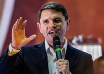 Democratic candidate for US Senate James Talarico, pictured speaking during an August campaign rally.