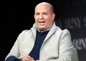 Brian Stelter talks about his new book "Network of Lies" at 92NY on Nov. 14, 2023, in New York City.