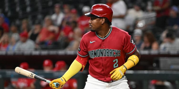 Geraldo Perdomo of the Arizona Diamondbacks gets ready in the batters box against the Philadelphia Phillies at Chase Field on Sept. 2, 2026, in Phoenix, Arizona.