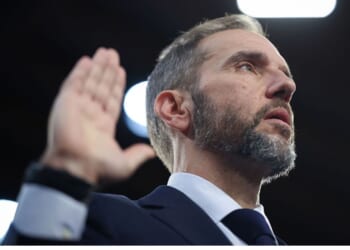Former Special Counsel Jack Smith is sworn in to testify during a hearing before the Senate Judiciary Committee Tuesday in Washington, D.C. The committee is holding the hearing to examine Smith's probe into Donald Trump.