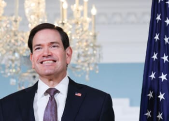 Secretary of State Marco Rubio looks on alongside Saudi Foreign Minister Prince Faisal bin Farhan Al Saud as they pose for photos before a meeting at the U.S. State Department on Sept. 28, 2026, in Washington, D.C.
