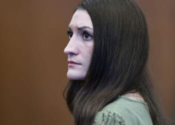 Lindsay Clancy looks to the jury in the Plymouth County Superior Court in Plymouth, Massachusetts, on September 4, 2026 during her trial.