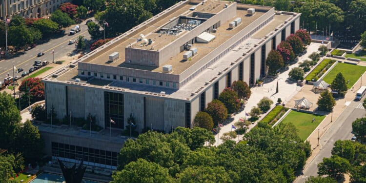 The Smithsonian's National Museum of American History is seen from the Washington Monument in Washington, D.C.
