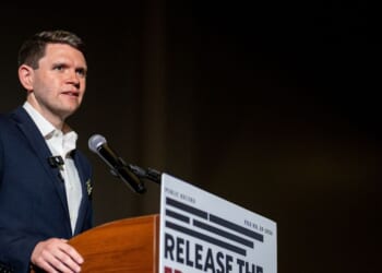 Texas Democratic Senate candidate James Talarico speaks during an event at the Epstein Memorial Reading room on Sept. 10, 2026, in Dallas, Texas.