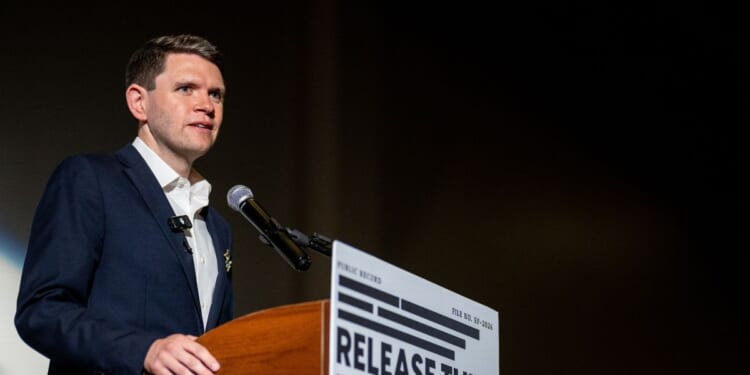 Texas Democratic Senate candidate James Talarico speaks during an event at the Epstein Memorial Reading room on Sept. 10, 2026, in Dallas, Texas.