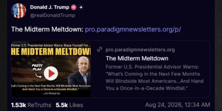 In the early hours of Monday, Aug. 24, President Donald Trump shared this cryptic warning with his followers.