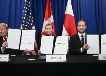 President Donald Trump, Denmark's Prime Minister Mette Frederiksen and Greenland's Prime Minister Jens-Frederik Nielsen sign a trilateral security deal Tuesday on the sidelines of the 81st United Nations General Assembly in New York.