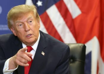President Donald Trump gestures during a meeting with British Prime Minister Andy Burnham on the sidelines of the 81st United Nations General Assembly on Sept. 22, 2026, in New York City.