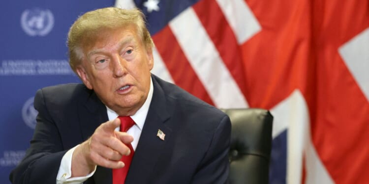 President Donald Trump gestures during a meeting with British Prime Minister Andy Burnham on the sidelines of the 81st United Nations General Assembly on Sept. 22, 2026, in New York City.